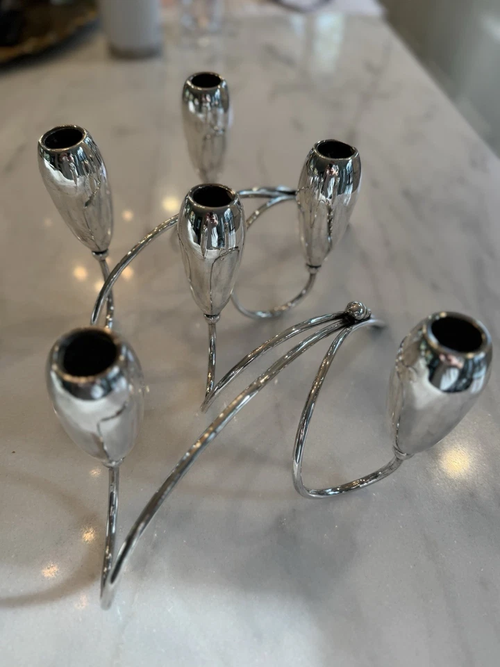 墨西哥纯银现代主义中世纪烛台烛台王牌 — 第 3/4 张图片