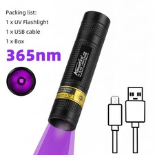 365nm Mini UV Led Blacklight Flashlight Usb Rechargeable Nail lamp Pet Stain Lea