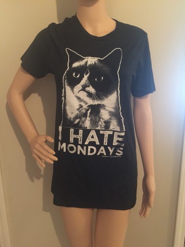 gray I HATE MONDAYS GRUMPY CAT t-shirt 