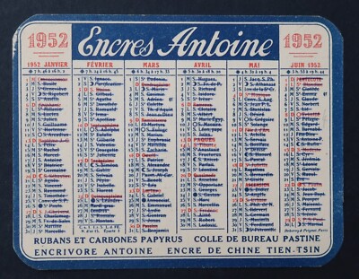 1952 Chinese Ink Pocket Calendar ANTOINE STYLEX Calendar Almanac 3