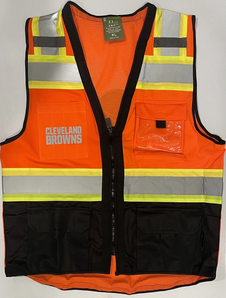 CLEVELAND BROWNS ORANGE & BLACK REFLECTIVE SAFETY VEST - Image 2 of 3