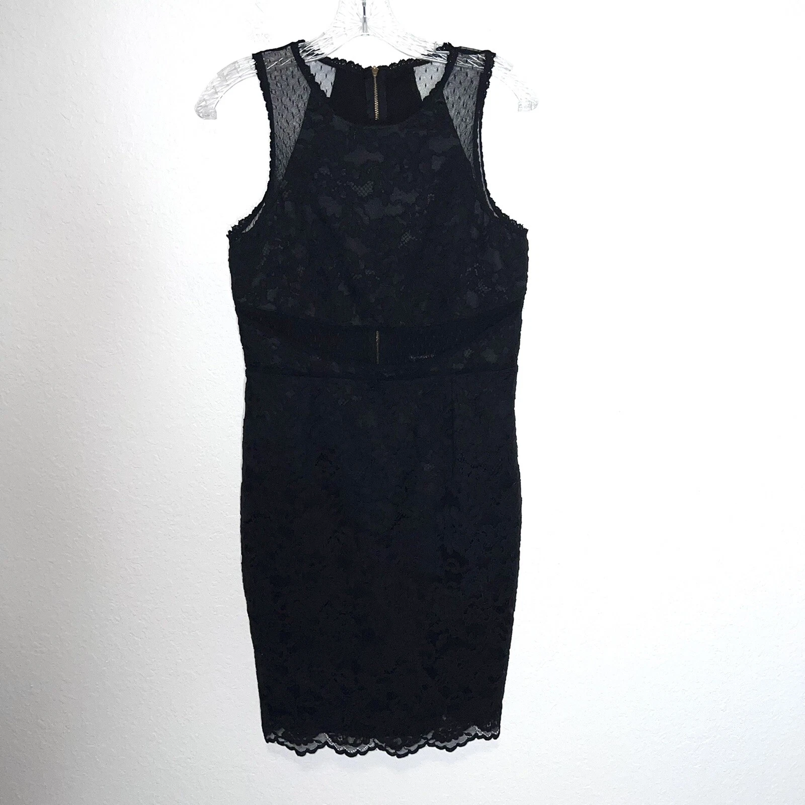 UNDERCOVER Abito Victoria Secret taglia 8 pizzo maglia trasparente core cut out nero bodycon tubino O