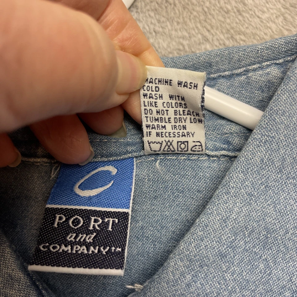 Camisa Denim Wells Fargo Mujer L Azul Manga Larga Abotonada Autoridad Portuaria Foto 4 de 4