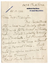 Agnes Nicholls Harty Signed Letter 1922 / Autographed British Opera Singer