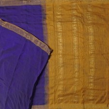 Vintage Blue Sarees 100 Pure Cotton Zari Handwoven Indian Sari 5YD Craft Fabric