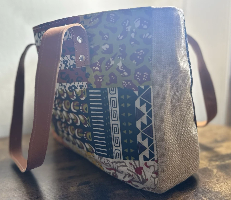 Bolso de mano africano urbano hecho a mano - Estampado étnico. Tela de cera hecha en África. ¡NUEVO! Foto 3 de 4