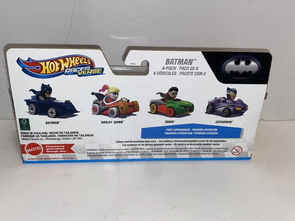 Paquete de 4 Hot Wheels Racer Verse Batman Harley Quinn Robin Catwoman - TOTALMENTE NUEVO Foto 3 de 4