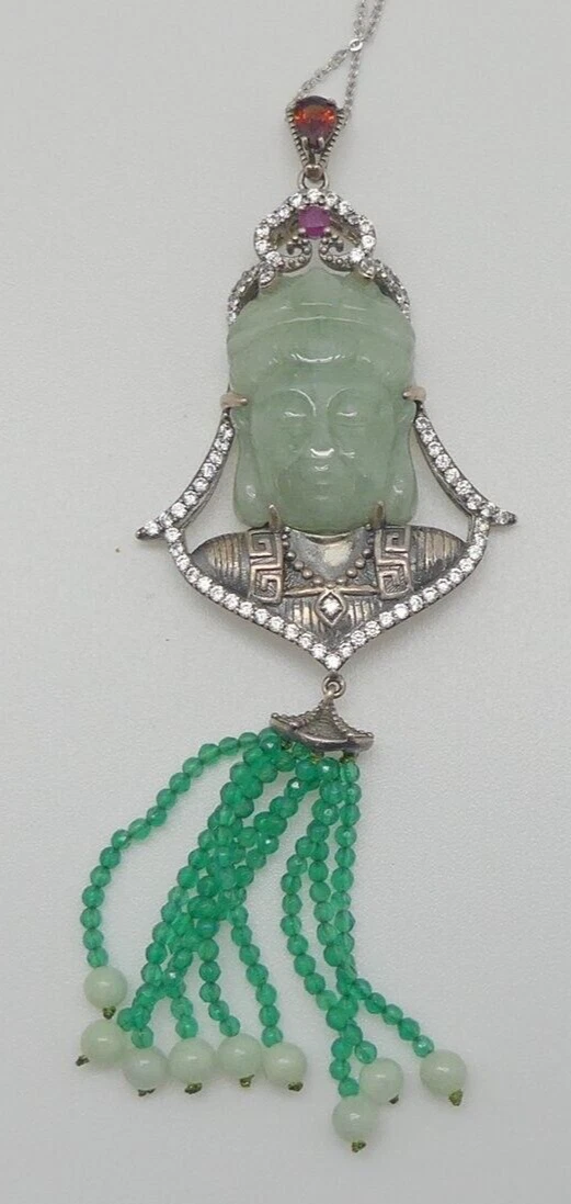 JOY Jade of Yesteryear Necklace w Garnets Ruby Crystal Quartz