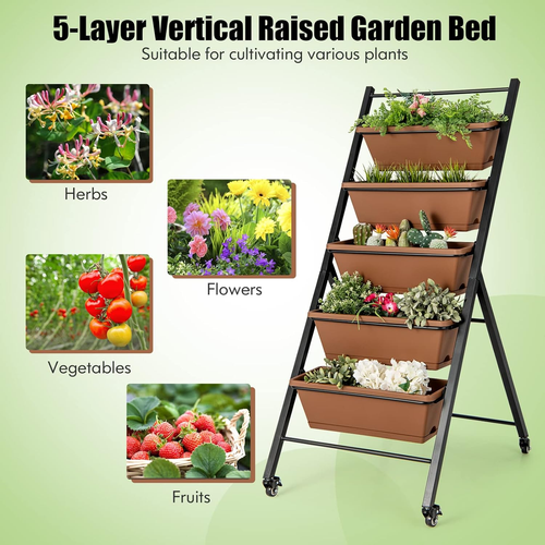 HAPPYGRILL Vertical Raised Garden Bed, 5-Layer Freestanding Garden Planter with - Picture 9 of 12
