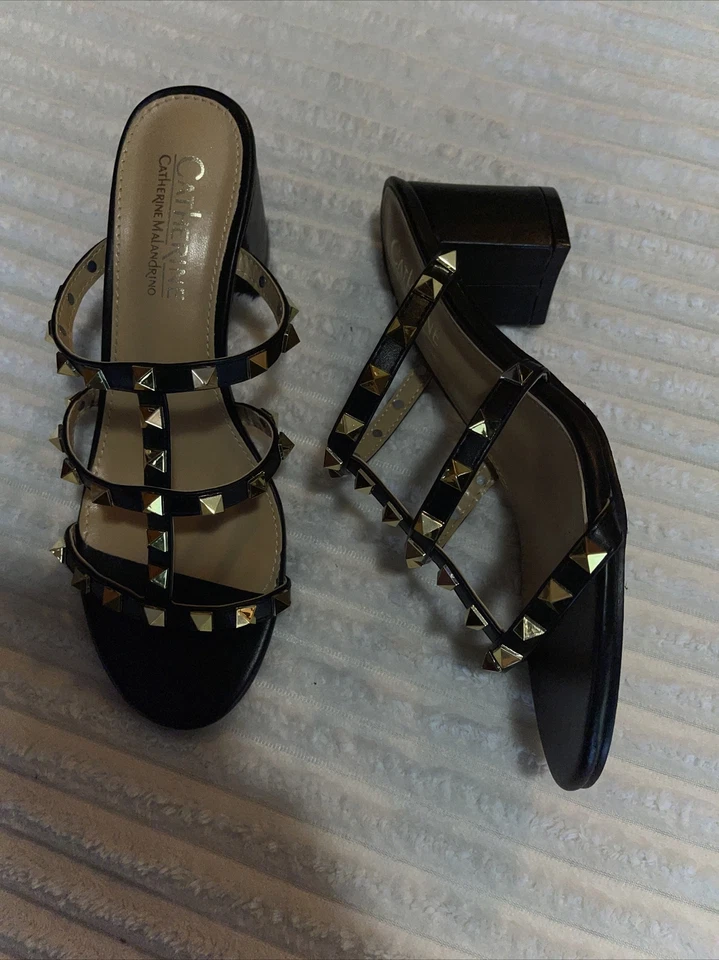 Catherine Malandrino Zapatos Sandalias Tacones Slide Tachonado Talla 9.5 NUEVO Foto 4 de 4
