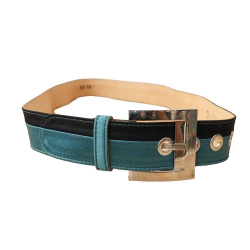 DOLCE & GABBANA Blue Leather Logo Belt Cintura Gürtel s. 95cm