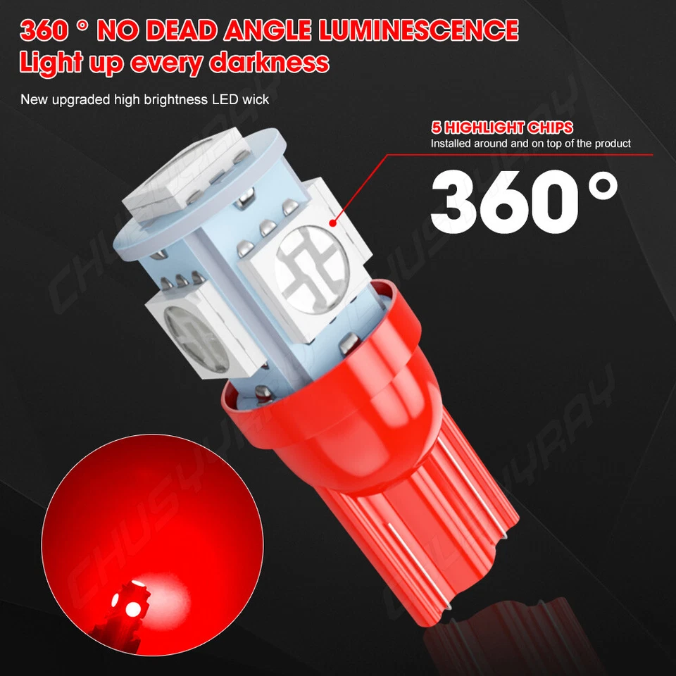 Gauge Cluster LED Dashboard Bulbs Kit Red For 1984-1996 Jeep Cherokee - Image 2 of 4