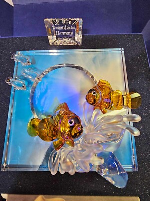 Swarovski wonders of the sea harmony color amber fish w Box + Plaque -B10-L176