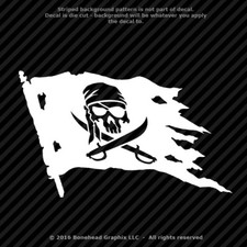 Pirate Skull and Swords Flag Jolly Roger Vinyl Decal Window Sticker