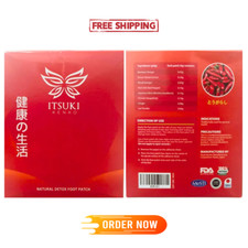 1 X Itsuki Kenko Red Pepper Herbal Foot Pads Patches Detoxifying - FREE SHIPPING