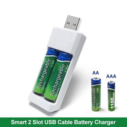 de USB portátil de 2 ranuras batería recargable AA/AAA enchufe de EE. UU./UE | eBay