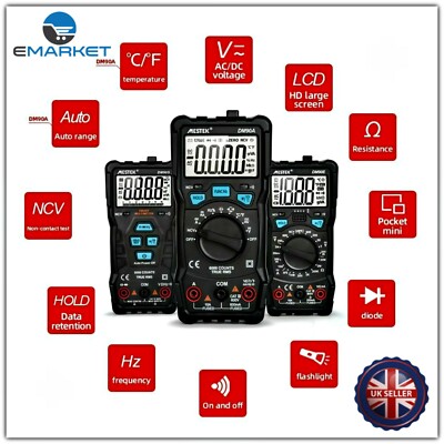 Digital Multimeter LED Anzeige Voltmeter Amperemeter Auto Range NCV RMS Temperaturen