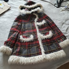 Vintage 90s Bettys Blue Grey Tartan Coat Harajuku Lolita Size S