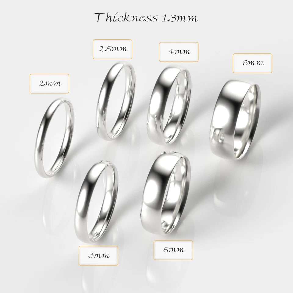 14K White Gold 1.5mm 2mm 2.5m 3mm 4mm 5mm 6mm Comfort Fit Men Women Wedding Band - Image 3 of 4