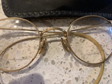 VTG / Antique Full View 12K Gold Filled Wire Rim Spectacles EyeGlasses OG Case