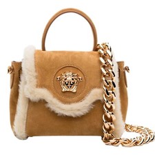 Versace Beige Sherling La Medusa Top-handle Mini Bag Nwt
