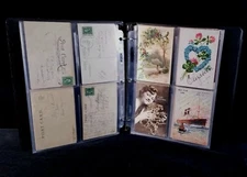 48 Antique Holiday Postcards Mostly 1900 To 1910 Sleeved In Binder Mixed Usage
