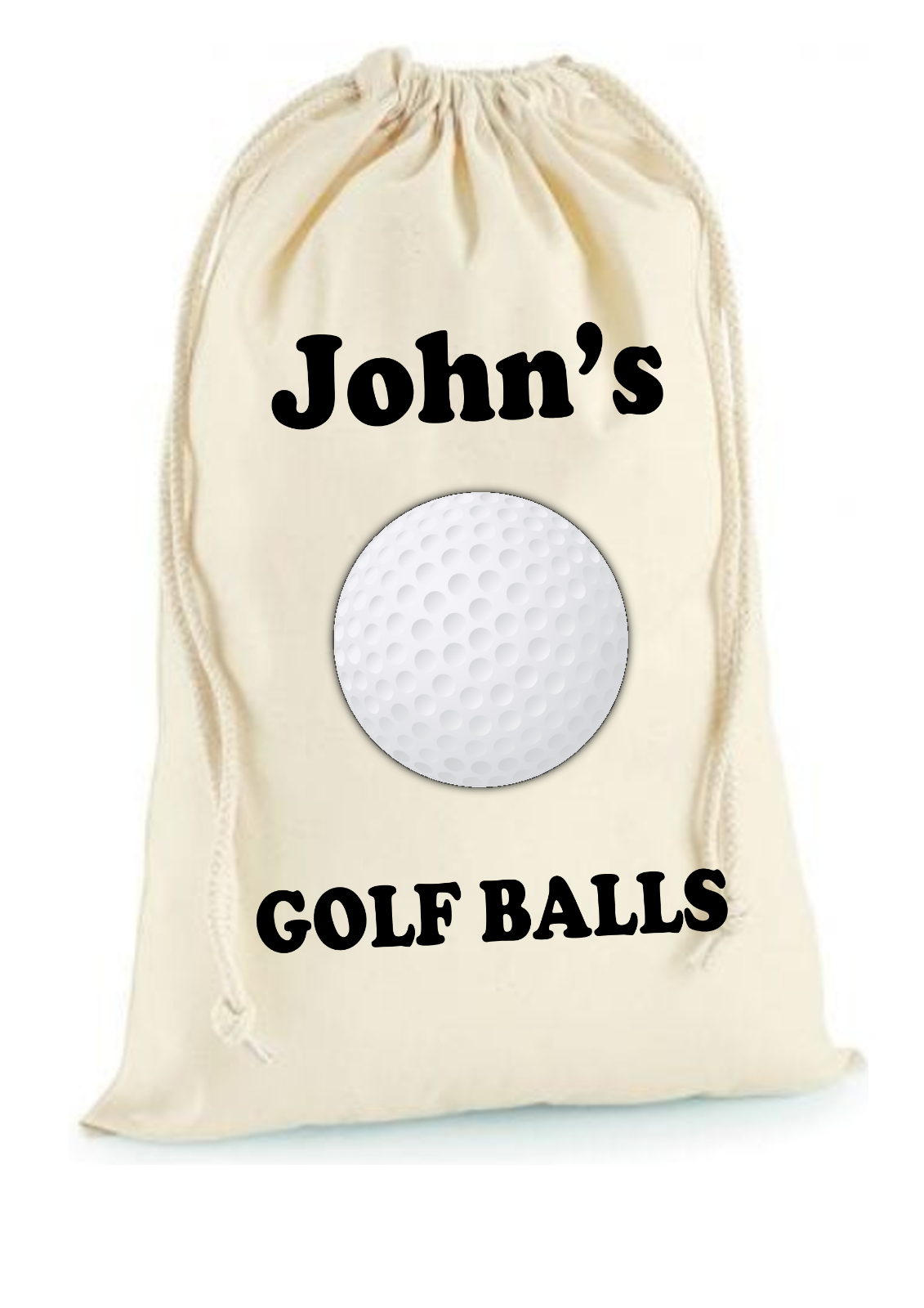 Personalised Golf Balls Bag Natural Cotton Drawstring Storage Sack