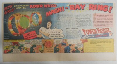 Power House Candy Bar Ad: Roger Wilco: Magni-Ray Ring Premium ! 1948 