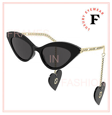 GUCCI CHAIN 0978 Gold Black Logo Heart Detachable Charm GUCCI CHAIN 0978 Gold Black Logo Heart Detachable Charm