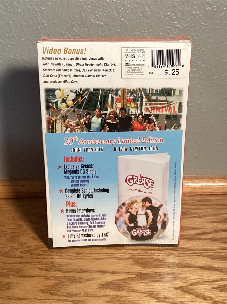 Grease (VHS, 1998, 20th Anniversary Edition, Widescreen) Brand New