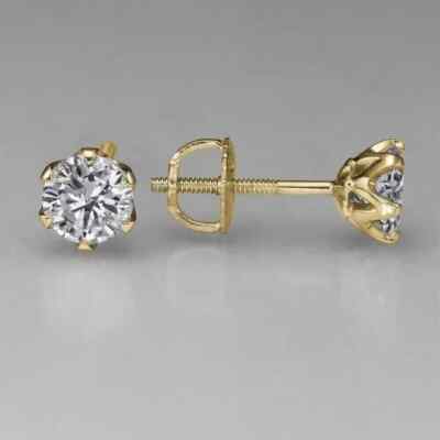 Tester Pass Moissanite Women's Solitaire Stud Earrings 14k Yellow Gold Plated