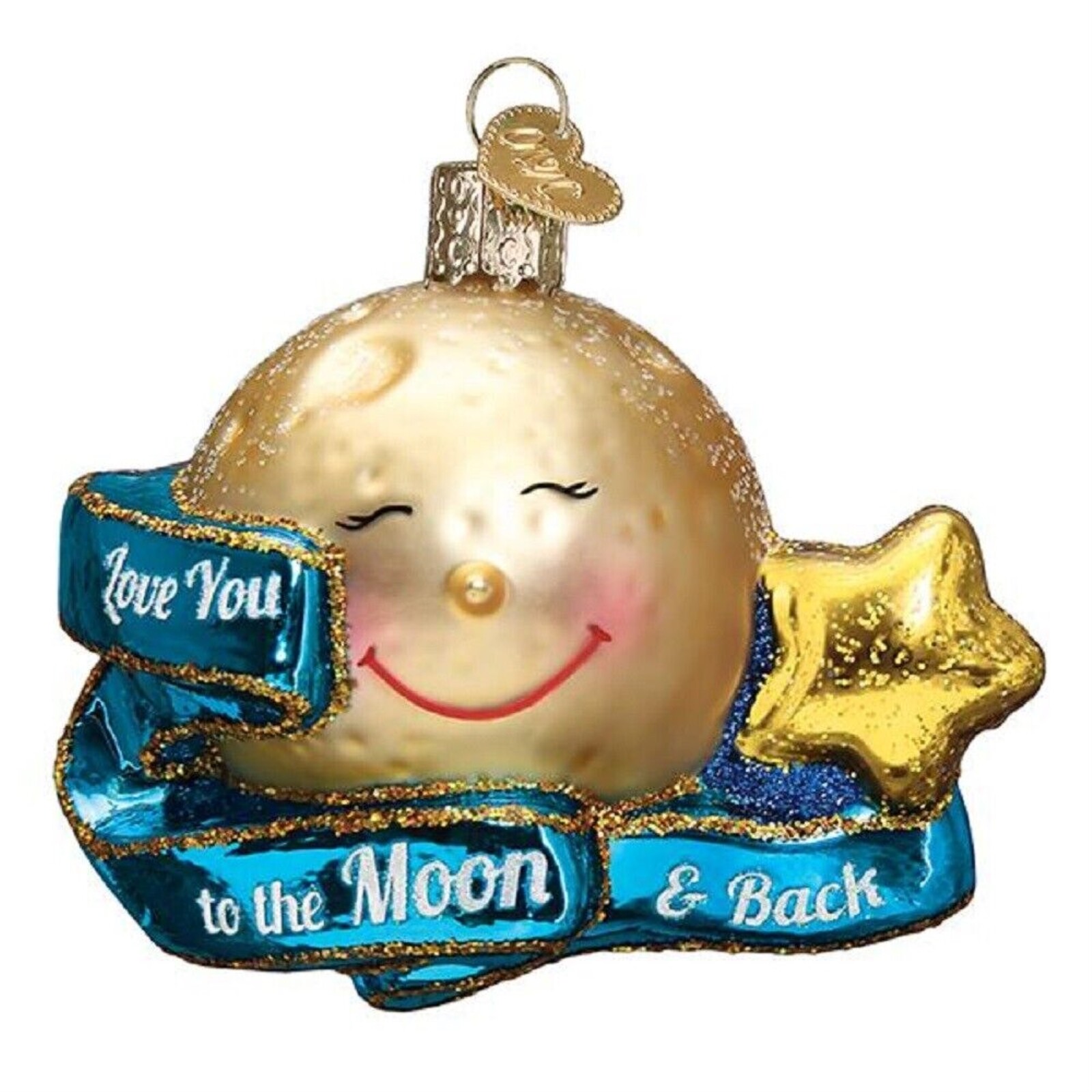 Old World Christmas Love You to The Moon and Back Glass Ornament FREE BOX 22041