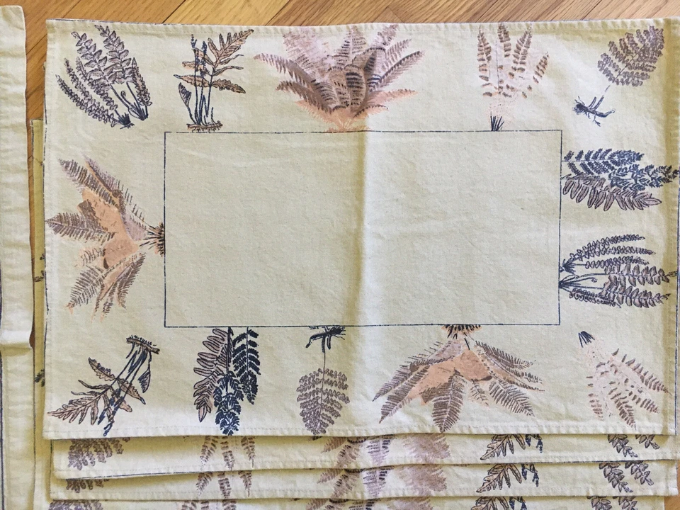 Set of 4 Placemats & Napkins Botanical Ferns Print Cotton New Natural Colors - Image 4 of 4