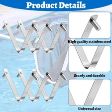 6 Pcs Pool Brush Clip V-Shaped Clip, Stainless Steel Pool Brush Clips for Poles