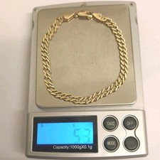 9ct Gold  Solid Flat Double Curb Bracelet Chain 5.3 GM weight 19 cm length 