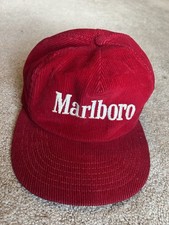 Rare Vintage Corduroy Red Marlboro SnapBack Hat 1980s Made In USA