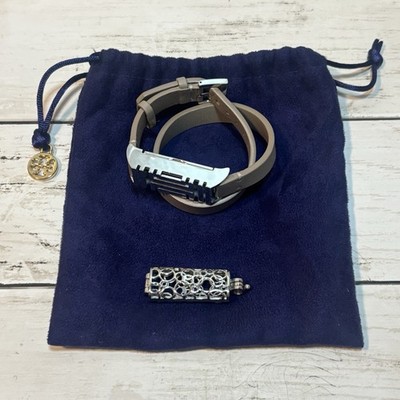 Tory Burch Fitbit Flex Double Wrap Bracelet French Gray Silver Color w/ Case