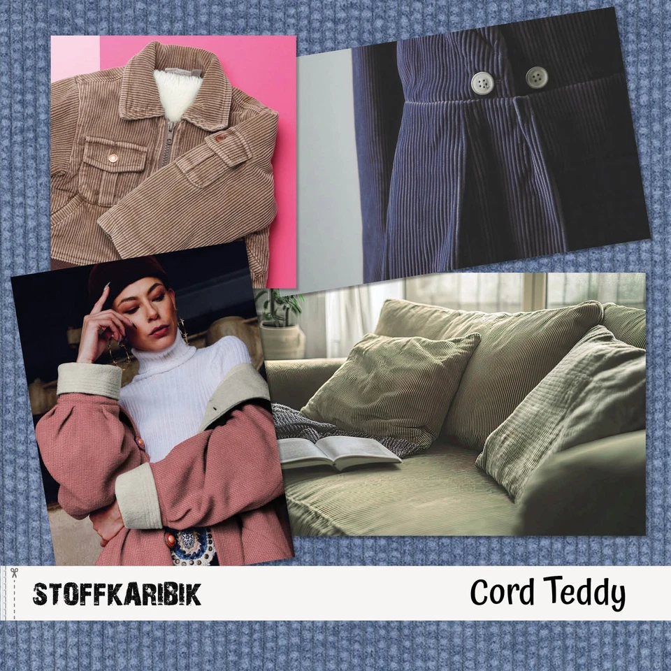 Cord Plüsch Stoff Meterware double Face Breitcord mit Innen Fellseite Babycord - Bild 3 von 4