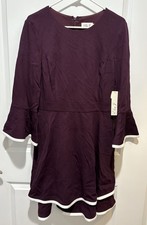 NEW Eliza J Women’s Bell Sleeve Fit and Flare Auburn/Dark Purple Dress Size 12