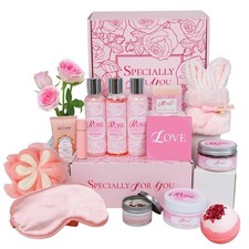 Luxury Valentine  S Spa Gift Set for Her   10-Piece Romantic Self-Care Box with S