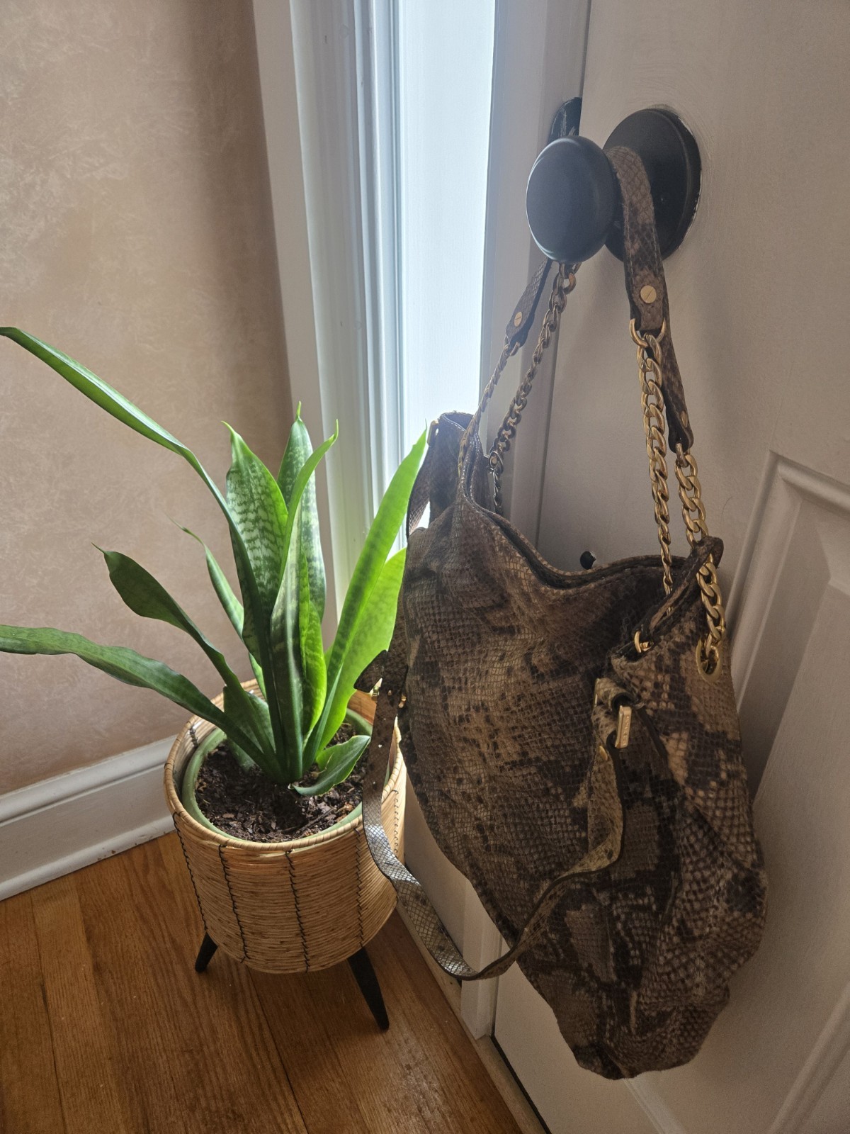 Michael Kors Jet Set Chain Snakeskin-Embossed Leather Hobo Bag - Large