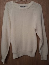 Men's Small Ivory White Cable Knit Sweater - Very Good/Excellent