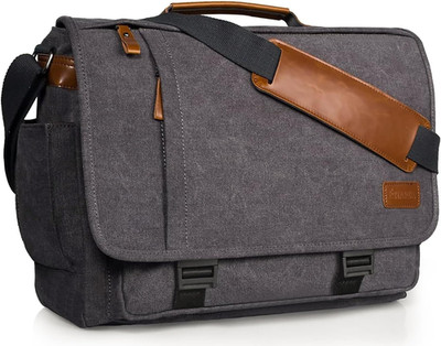 ESTARER Mens Messenger Bag 17-17.3'' Laptop Canvas Work Travel Grey