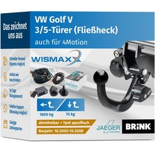 ANHÄNGERKUPPLUNG für VW Golf V 03-08 abnehmbar BRINK +7pol E-Satz spezifisch