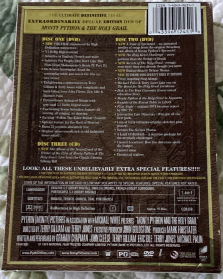 MONTY PYTHON & THE HOLY GRAIL - 3 Disc Extraordinarily Deluxe Edition - FreeShip - Image 2 of 4