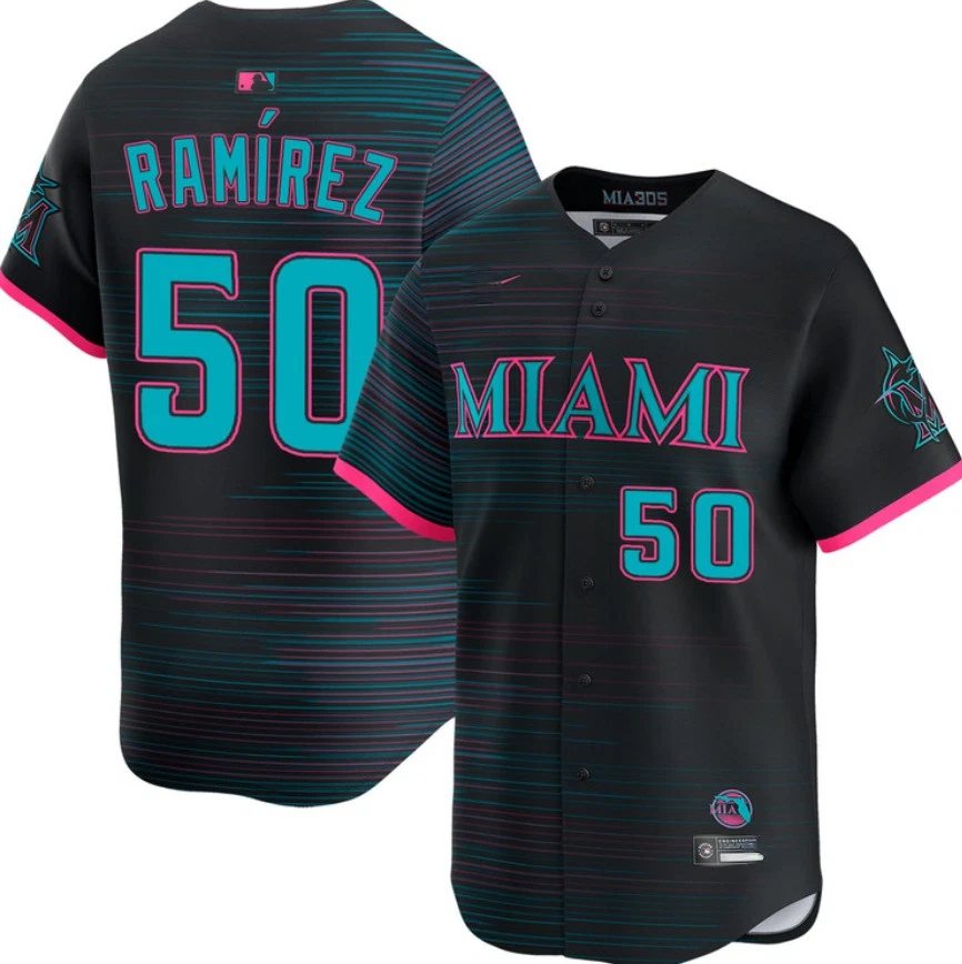 Men's Marlins Black 2025 City Connect  Jersey