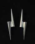 Gun Metal Silver Tone Lightning Bolt 2” Stud Earrings Post Back Pierced Earring