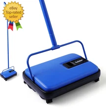Eyliden Carpet Sweeper, Mini Size Lightweight Hand Push - No Noise, Non-Electric