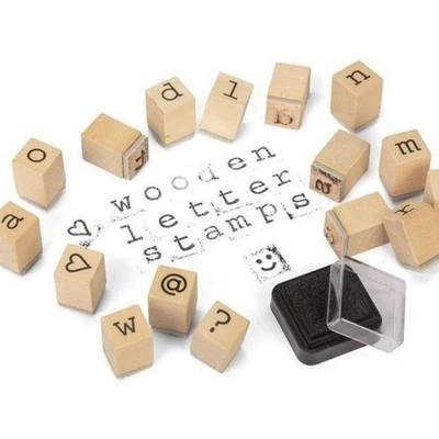 TOBAR Buchstaben Holzstempel mit Stempelkissen im 31er Set