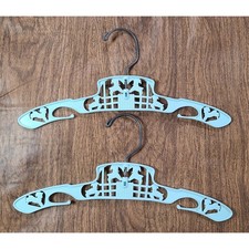 VINTAGE 50s 2 Blue Childs Baby Clothing Hangers Plastic Metal Lambs Nursery